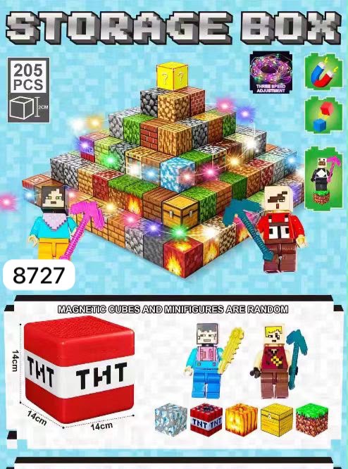 KLOCKI MAGNETYCZNE MINECRAFT LEDOWE 205 PCS.
