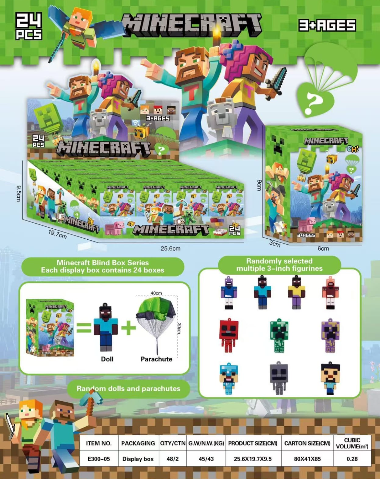 FIGURKA MINECRAFT Z SPADOCHRONEM