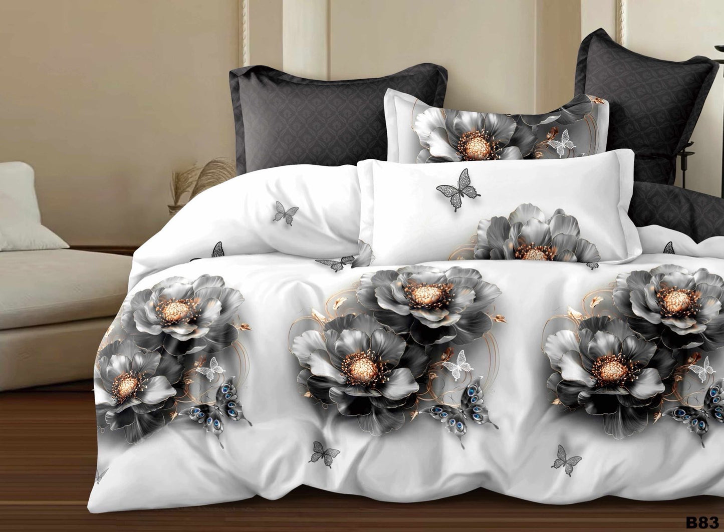 KOMPLET POŚCIELI 5D 100% SATYNA-BAWEŁNA 4CZ. 200/220