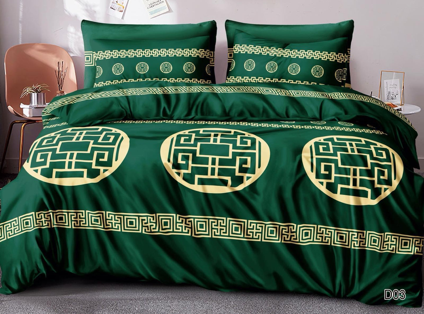 KOMPLET POŚCIELI 5D 100% SATYNA-BAWEŁNA 4CZ. 200/220