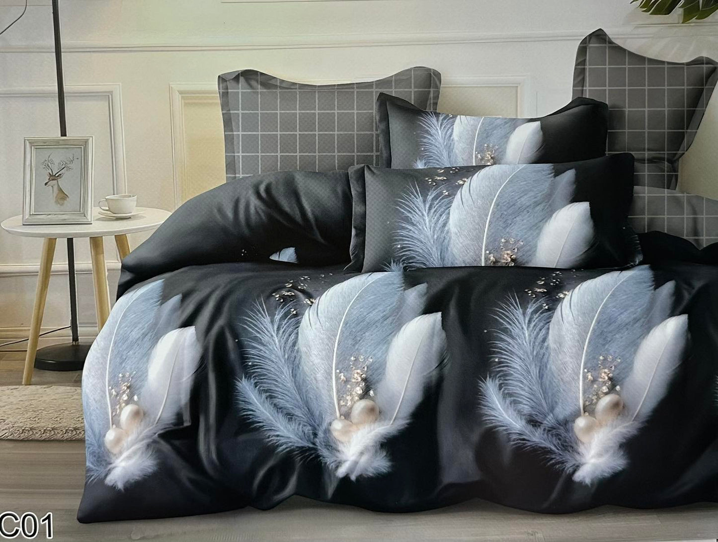 KOMPLET POŚCIELI 5D 100% SATYNA-BAWEŁNA 4CZ. 200/220