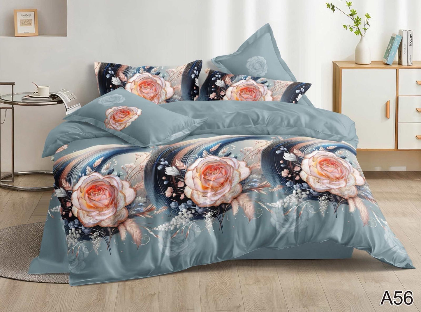 KOMPLET POŚCIELI 5D 100% SATYNA-BAWEŁNA 4CZ. 200/220