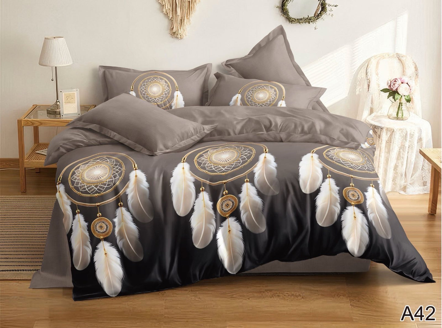 KOMPLET POŚCIELI 5D 100% SATYNA-BAWEŁNA 4CZ. 200/220