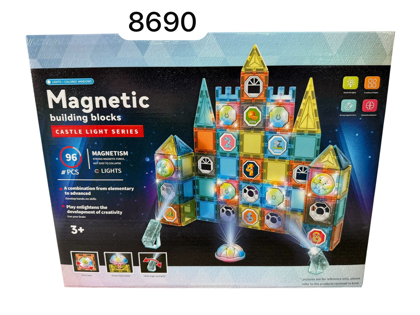 KLOCKI MAGNETYCZNE LED 96 ELEMENTÓW