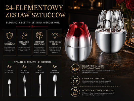 LUKSUSOWY ZESTAW SZTUĆCÓW 24EL.
