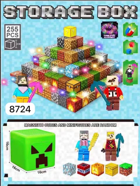 KLOCKI MAGNETYCZNE MINECRAFT LEDOWE 255 PCS.