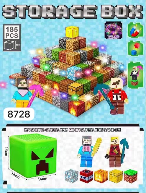 KLOCKI MAGNETYCZNE MINECRAFT LEDOWE 185 PCS.