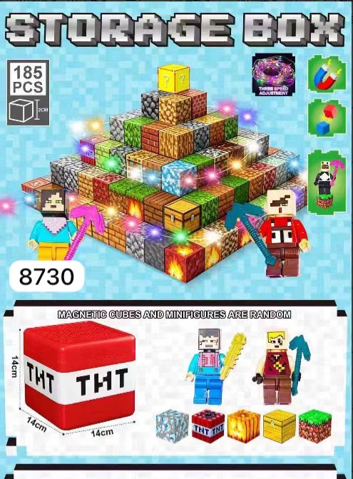 KLOCKI MAGNETYCZNE MINECRAFT LEDOWE 185 PCS.