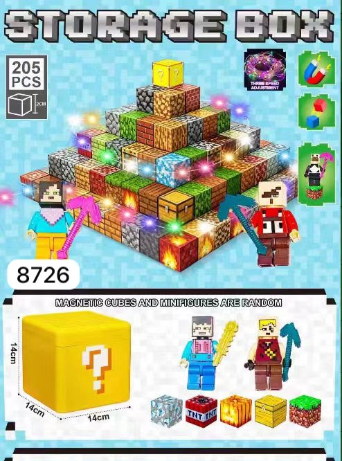 KLOCKI MAGNETYCZNE MINECRAFT LEDOWE 205 PCS.