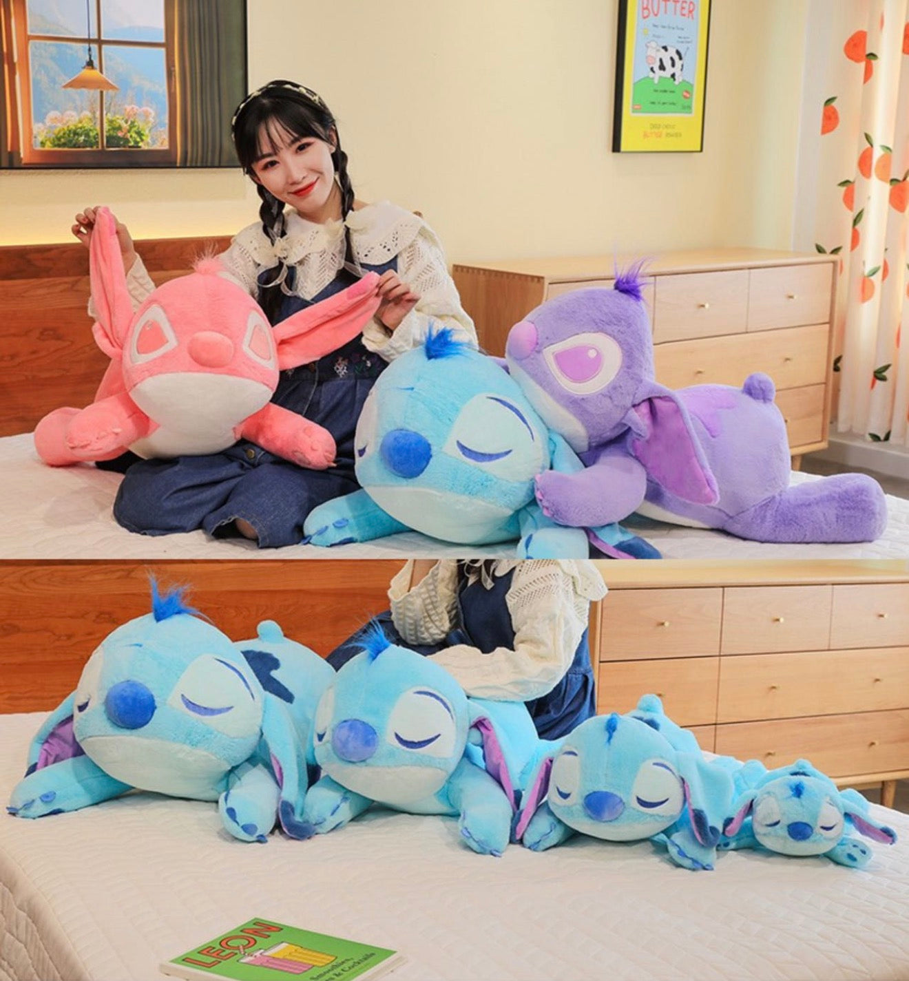 MASKOTKA STITCH LEŻACY 55CM NIEBIESKI