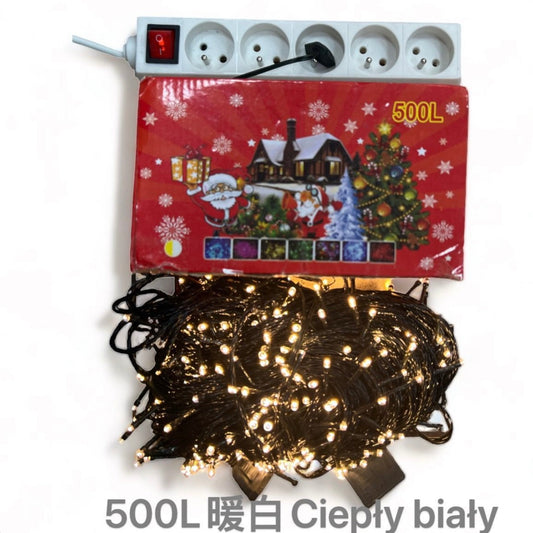 LAMPKI CHOINKOWE 500L CIEPŁY BIAŁY