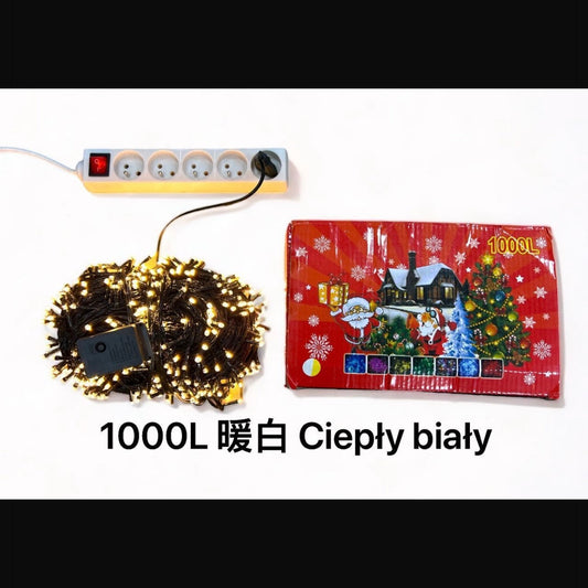 LAMPKI CHOINKOWE 1000L CIEPŁY BIAŁY