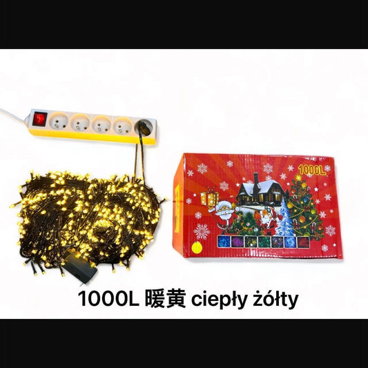 LAMPKI CHOINKOWE 1000L CIEPŁY ŻÓŁTY