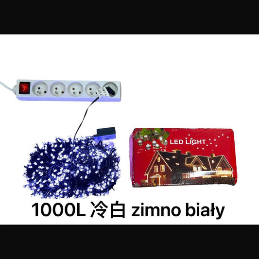 LAMPKI CHOINKOWE 1000L ZIMNA BIAŁY