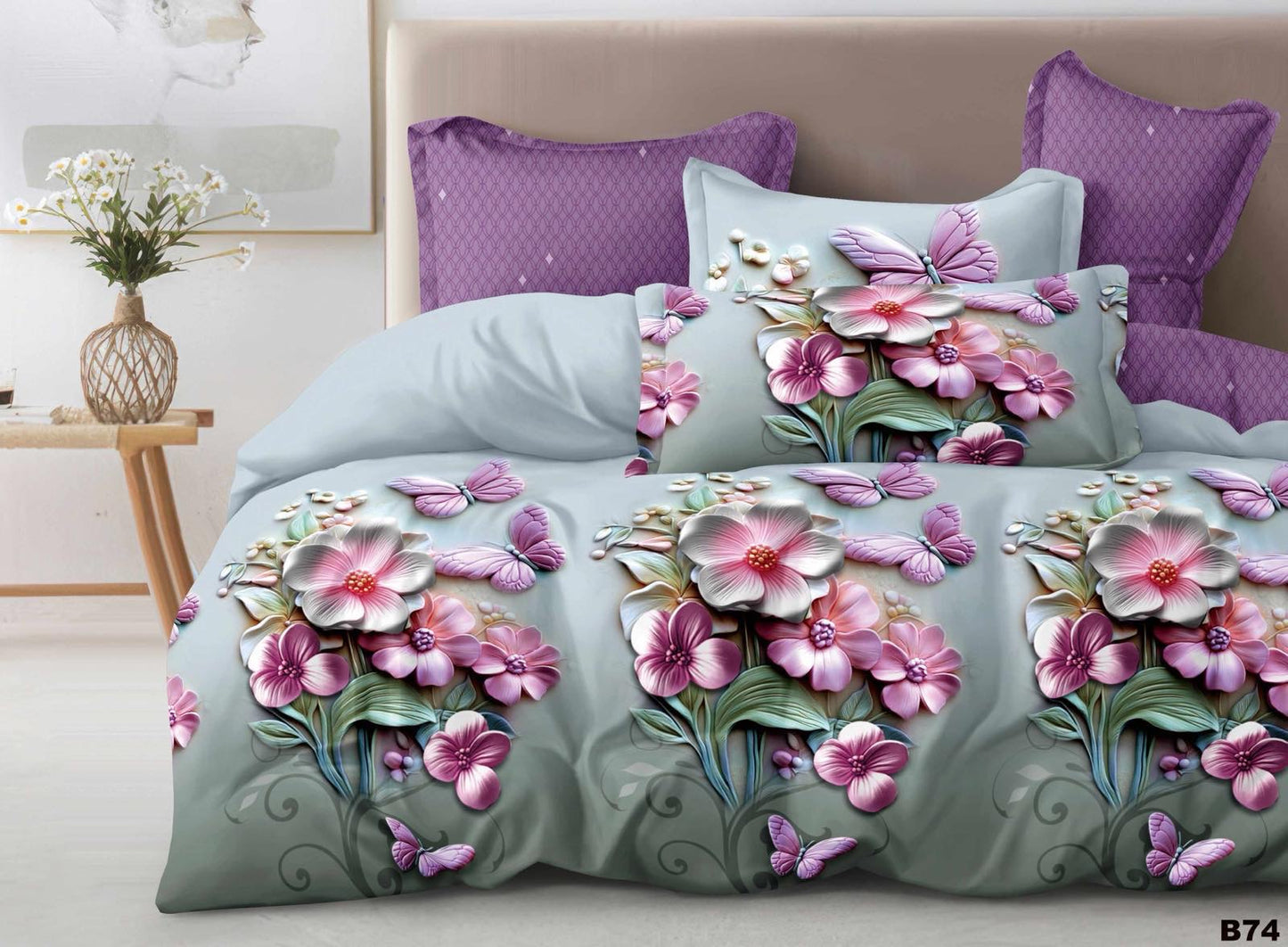 KOMPLET POŚCIELI 5D 100% SATYNA-BAWEŁNA 4CZ. 200/220