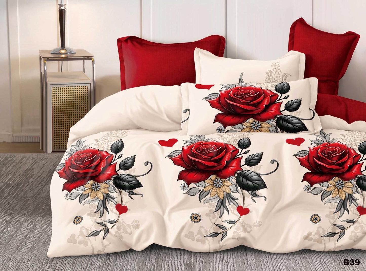 KOMPLET POŚCIELI 5D 100% SATYNA-BAWEŁNA 4CZ. 200/220