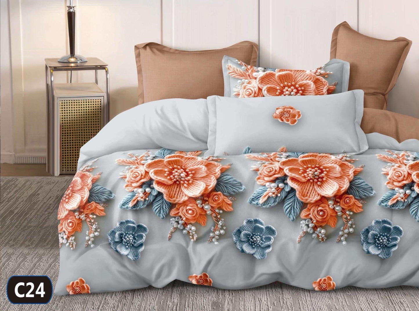 KOMPLET POŚCIELI 5D 100% SATYNA-BAWEŁNA 4CZ. 200/220