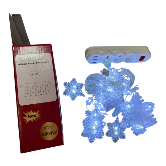 GIRLANDIA 3M ŚNIEŻYNKI ZIMNY BIAŁE