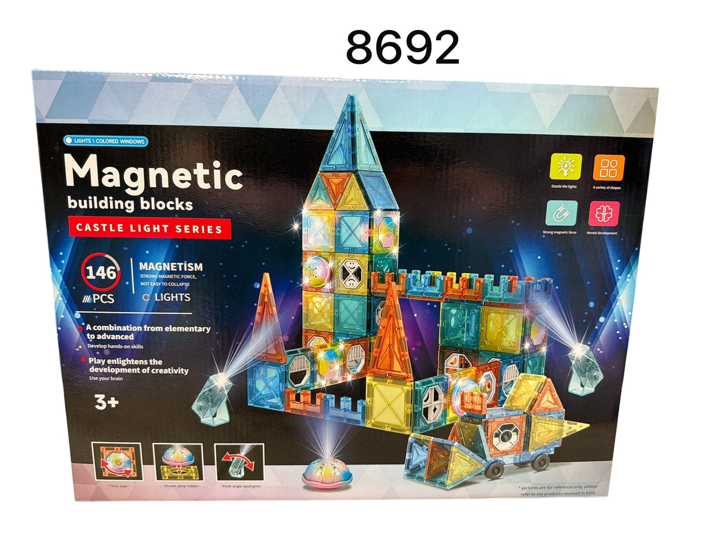KLOCKI MAGNETYCZNE LED 146 ELEMENTÓW